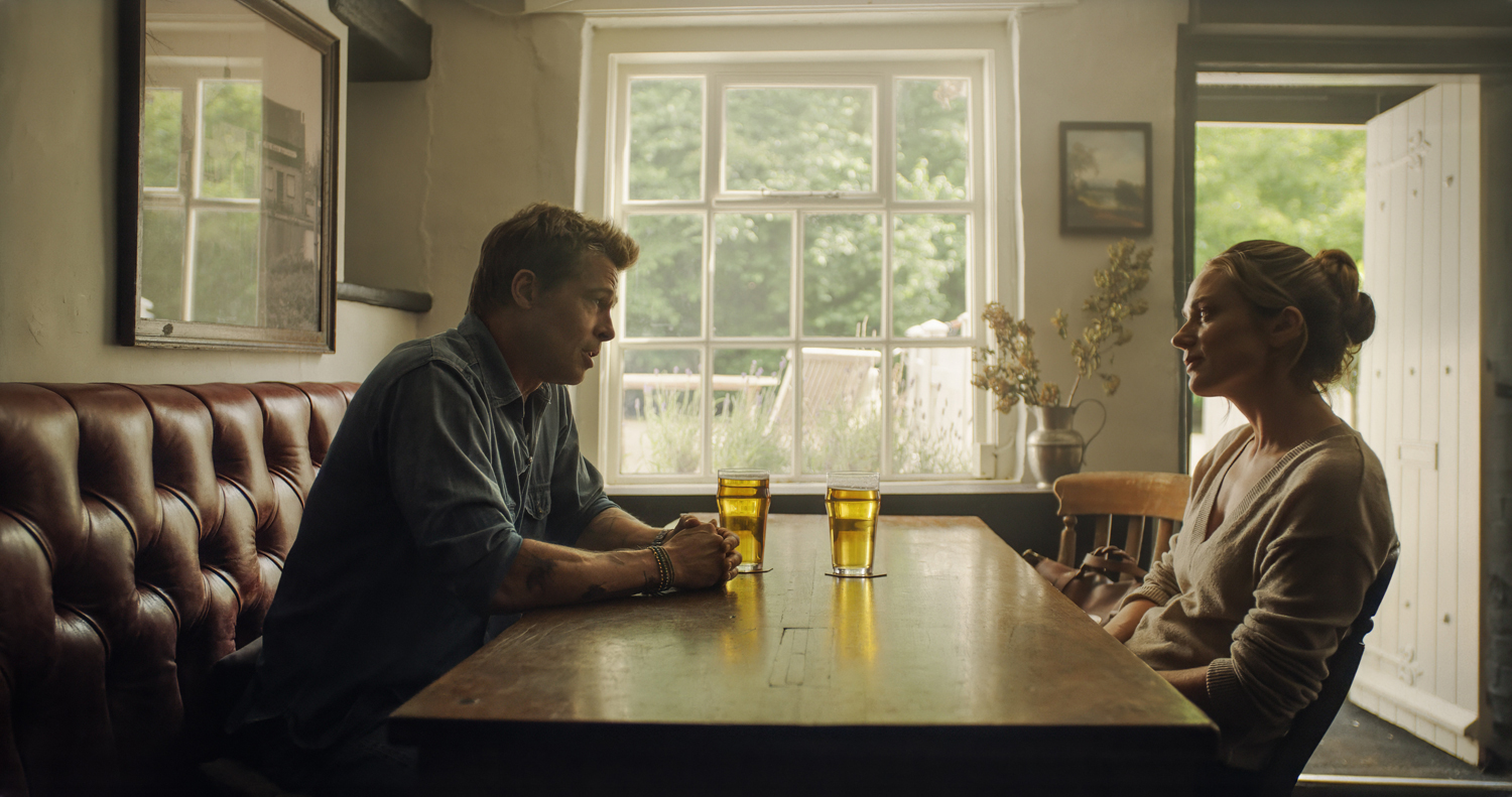 Brad Pitt as Sonny Hayes and Kerry Condon as Kate McKenna in a scene from