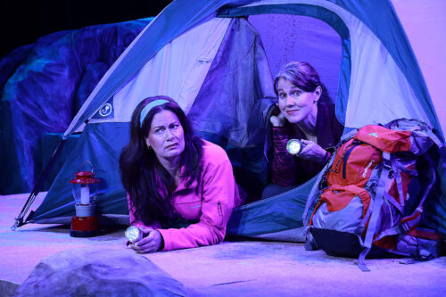 Anna Lise Jensen and Elizabeth Price hear things that go bump in the night in in Actors' Playhouse's U.S. premiere of Peter Quilter's “Step By Step.” (Photo by Alberto Romeu, courtesy of Actors' Playhouse)