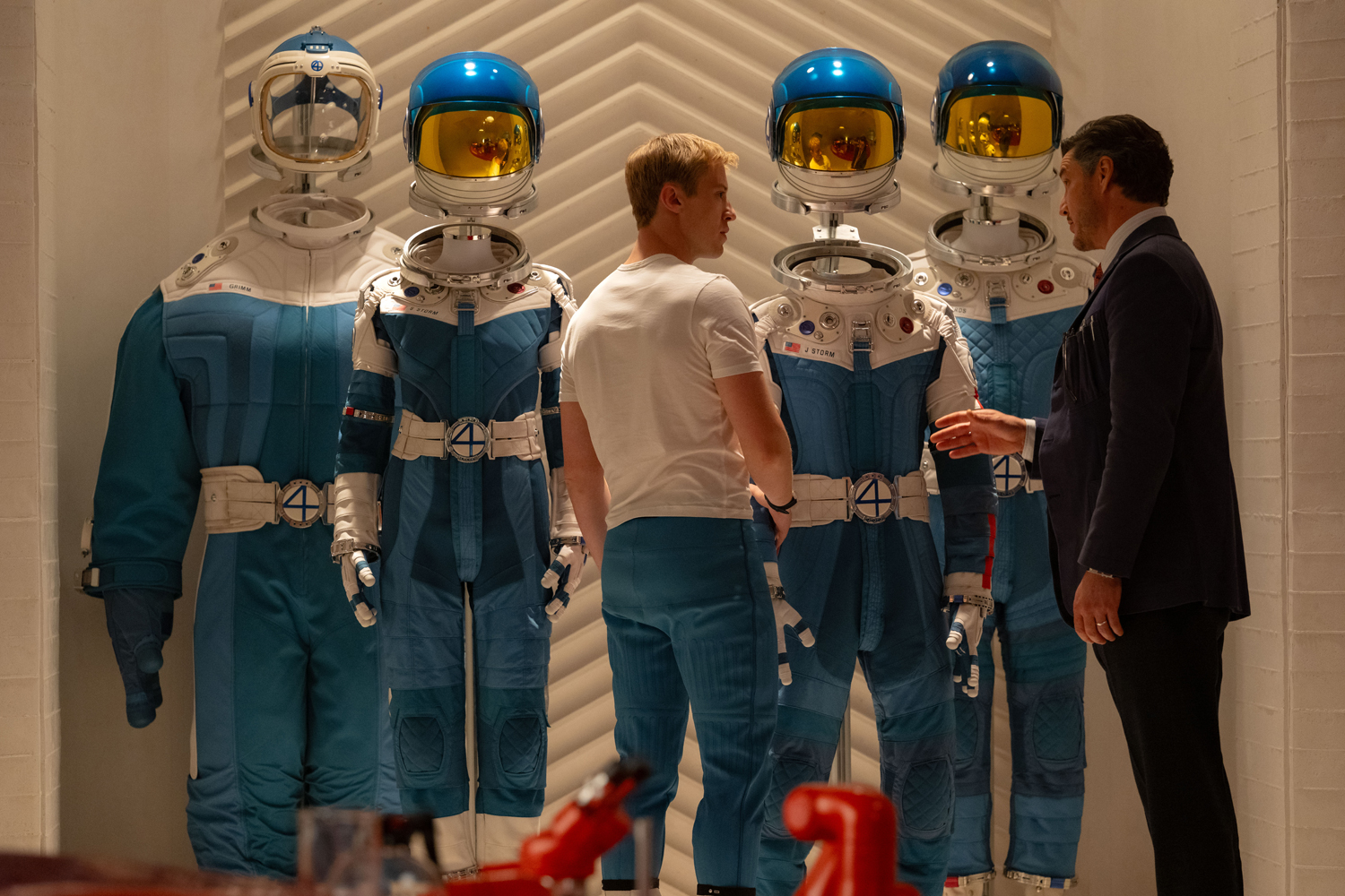 Joseph Quinn as Johnny Storm/Human Torch and Pedro Pascal as Reed Richards/Mister Fantastic in a scene from 