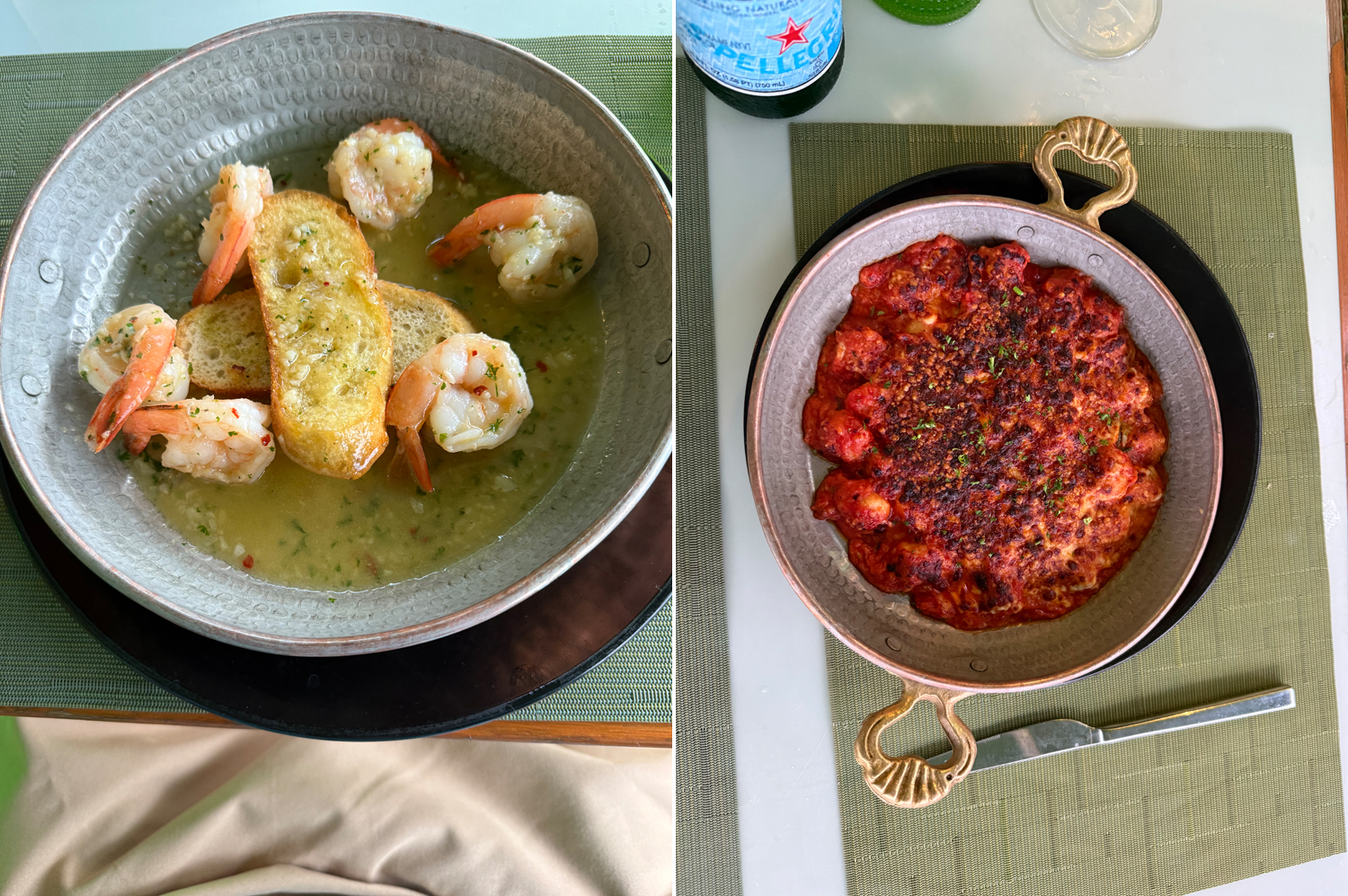 Saute Garlic Shrimp, Gnocchi Sorrentina.