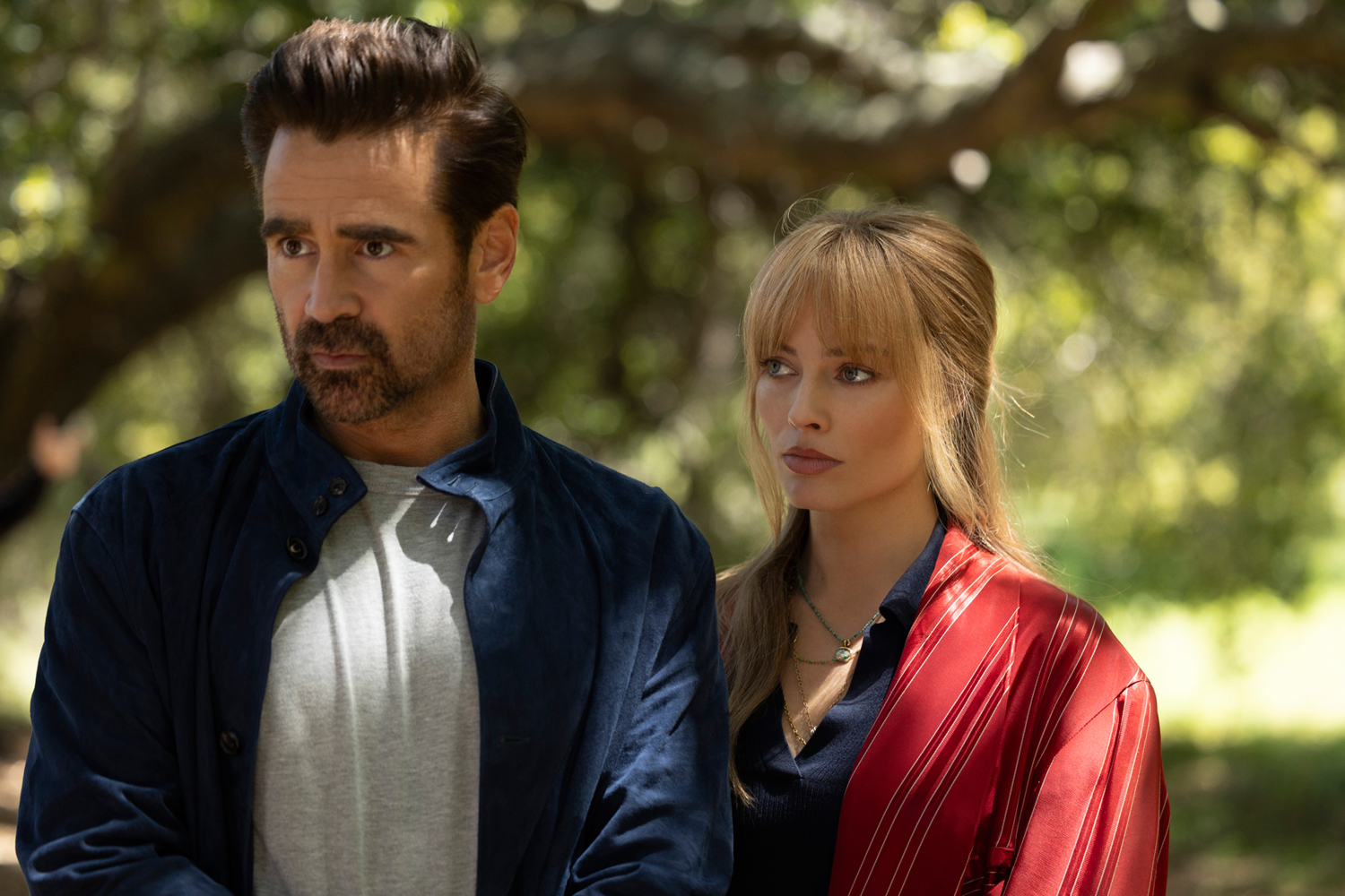 Colin Farrell as David Langley and Margot Robbie as Sarah Myers in a scene from 