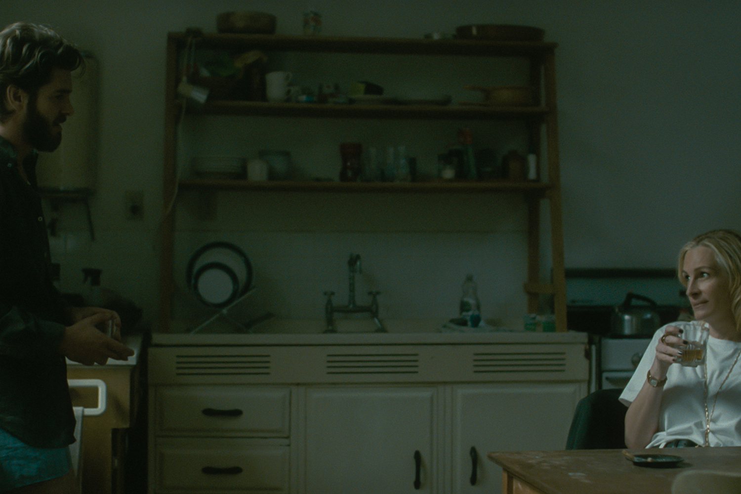 Andrew Garfield as Hank Gibson and Julia Roberts as Alma Imhoff in a scene from