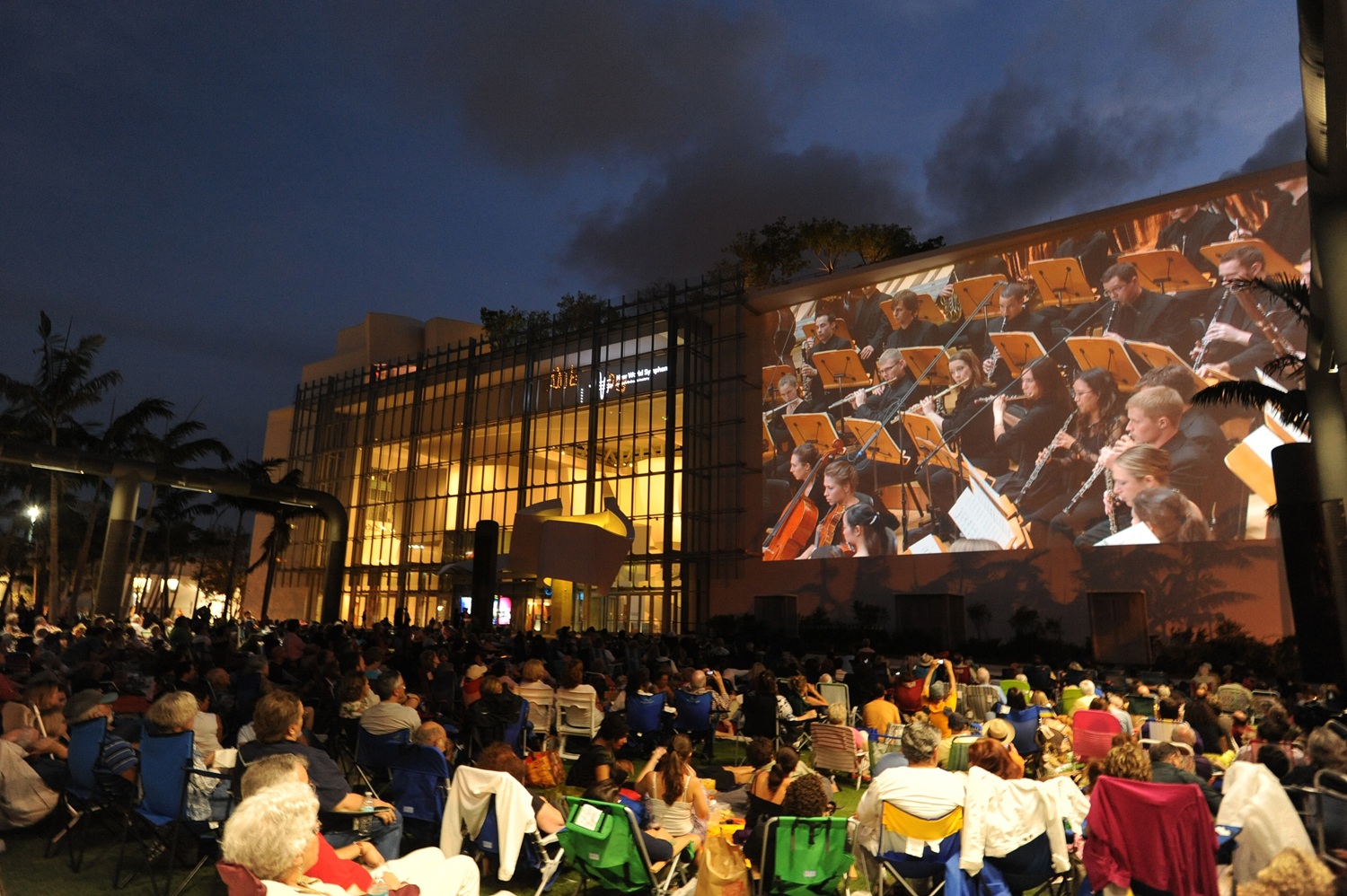 The Wallcast at New World Center in Soundscape Park has undergone improvements this season, the latest since it began broadcasting in 2011. (Photo by WorldRedEye, courtesy of New World Symphony)