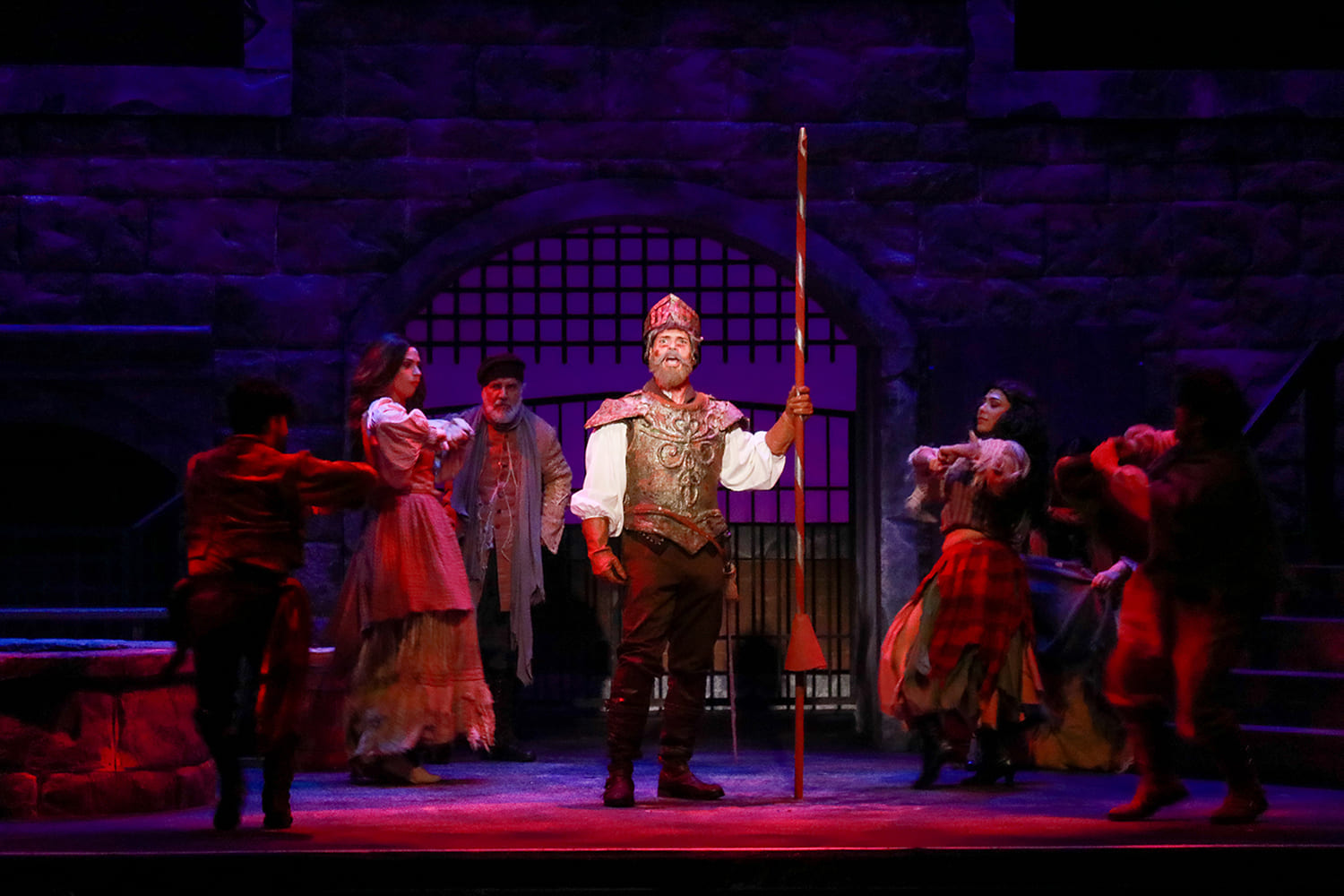 E.L. Losada as Don Quixote, center, with the cast of Actors' Playhouse's production of 