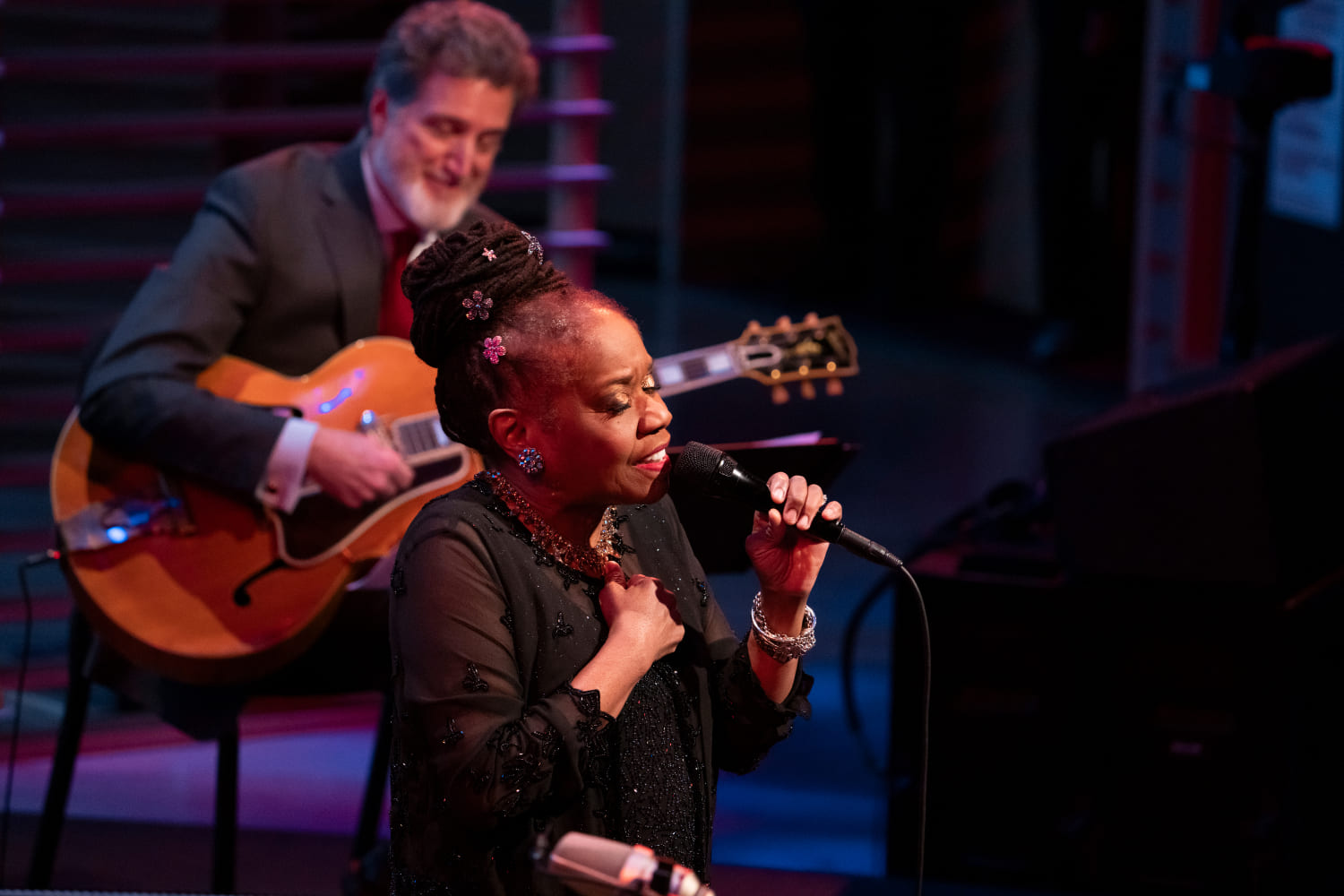 Catherine Russell with drummer Domo Branch. (Photo by Gilberto Tadday courtesy of Jazz at Lincoln Center)