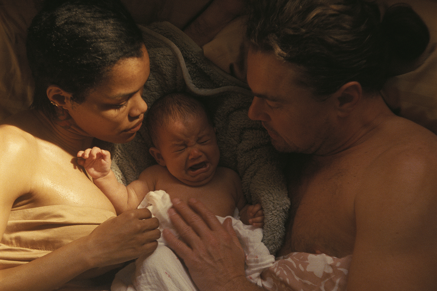 Teyana Taylor as Perfidia Beverly Hills and Leonardo DiCaprio as Bob Ferguson in a scene from 