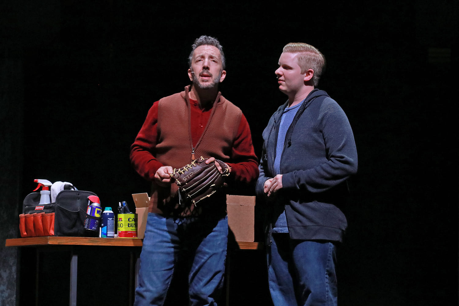 Evan Hansen (Logan Clinger) and Larry Murphy (Brian Golub) in Actors' Playhouse's 