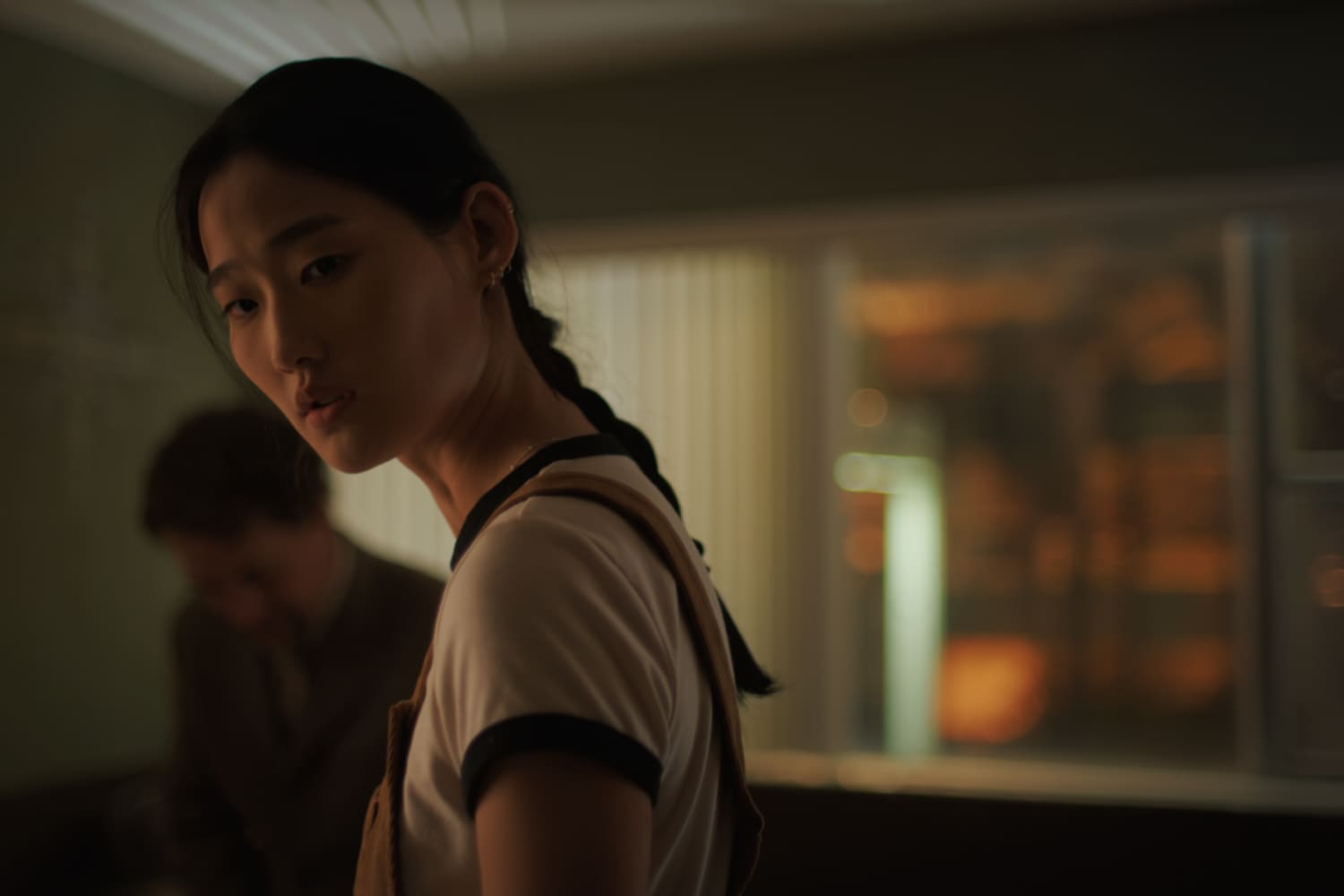 T.R. Knight as Sandy Baker and Andie Ju as Coco Zhang in a scene from 