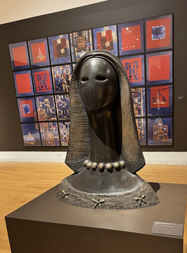 (background) Maria Magdalene Compos Pons, Finding Balance, (foreground) Juan Roberto Diago Durruthy, Niña Feliz (photo by Irene Sperber)