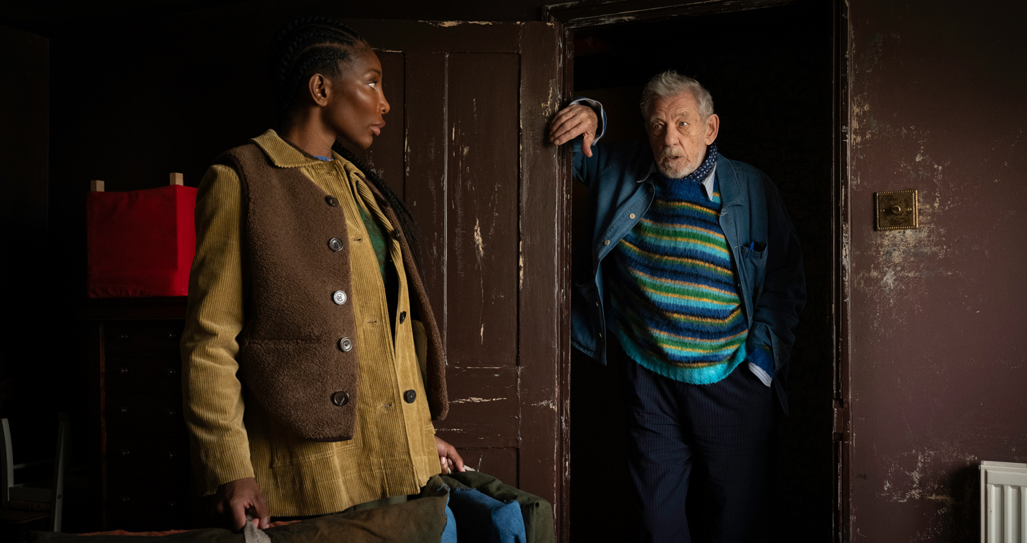 Michael Coel as Lori Butler and Ian McKellen as Julian Sklar in a scene from 