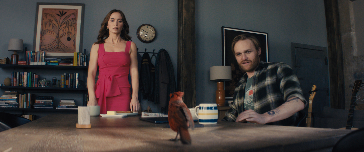 Emily Blunt as Margaret Fairchild and Wyatt Russell as Jackson in a scene from 