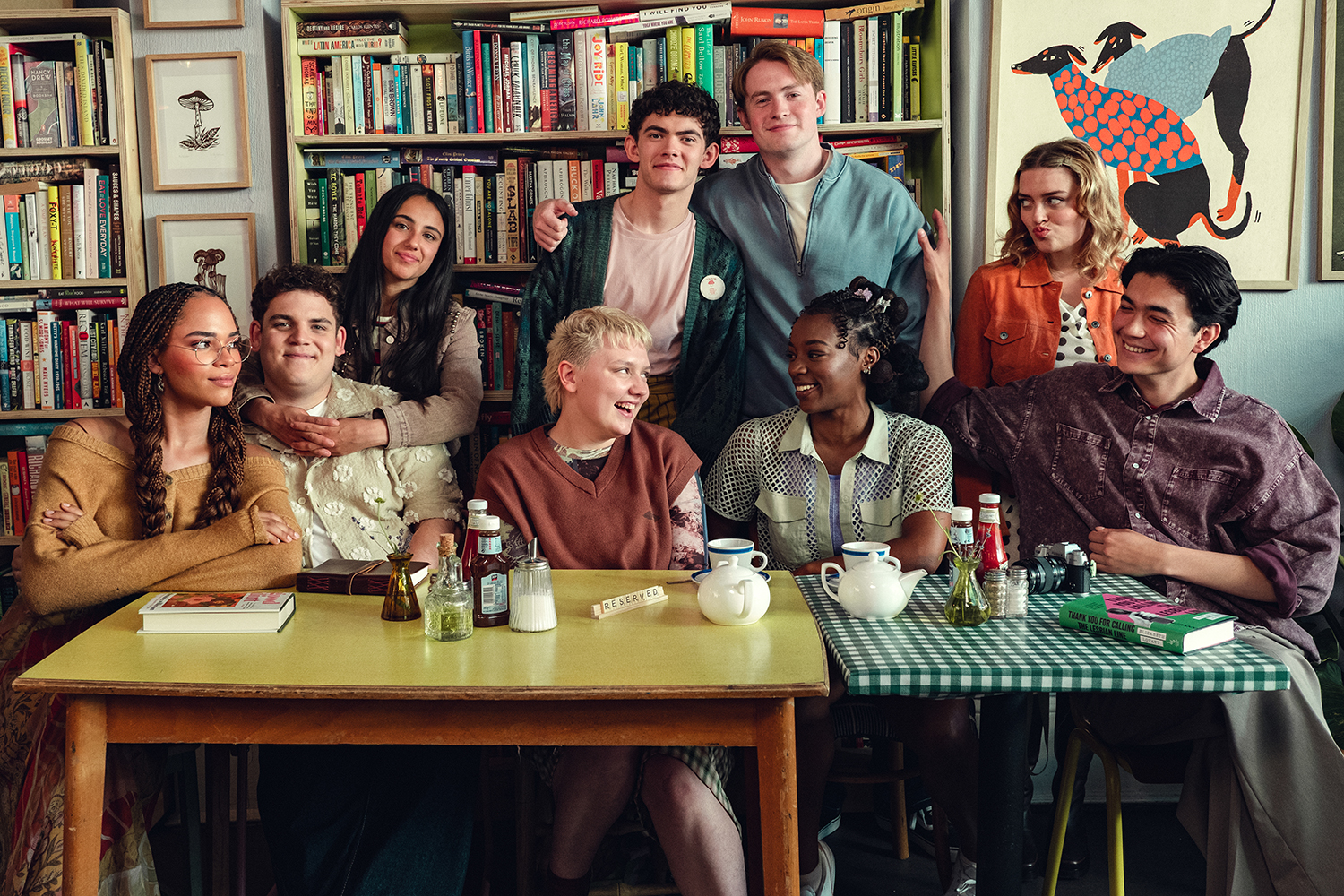 Yasmin Finney as Elle Argent, Tobie Donovan as Isaac Henderson, Leila Khan as Sahar Zahid,  Kizzy Edgell as Darcy Olsson, Joe Locke as Charlie Spring, Kit Connor as Nick Nelson,  Corinna Brown as Tara Jones, Rhea Norwood as Imogen Heaney and William Gao as Tao Xu in a scene from 