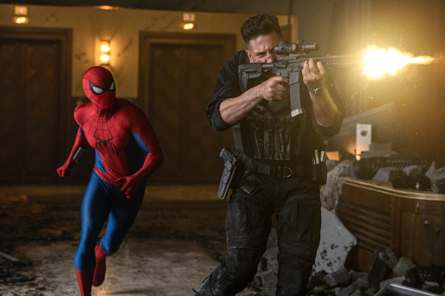 Tom Holland as Peter Parker/Spider-Man in a scene from 