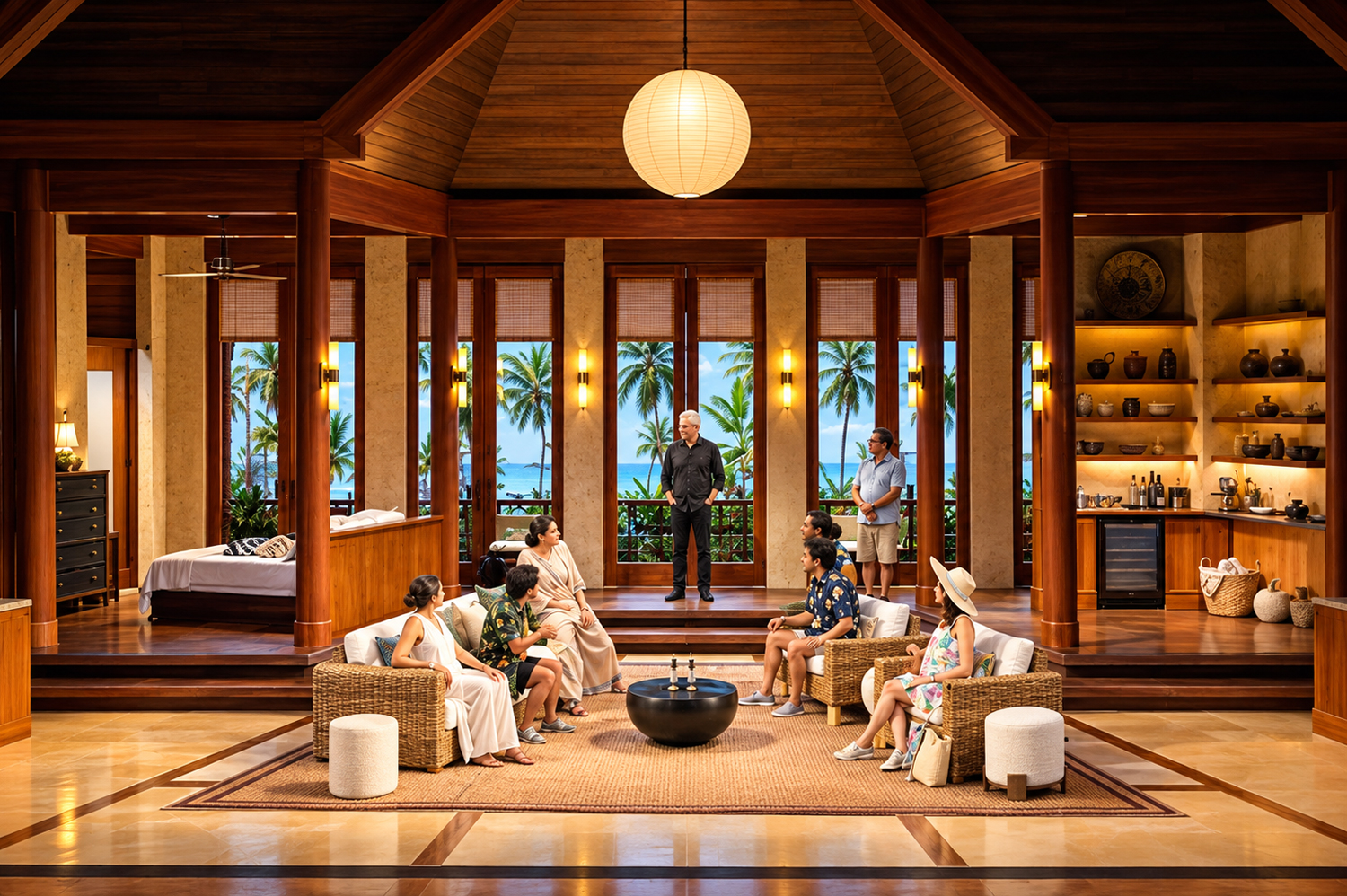 Adam Koch's sleek, modern, island villa set for Miami New Drama's “The Zionist” is jaw-dropping in its detail, design, and scope. (Photo by Morgan Sophia Photography)