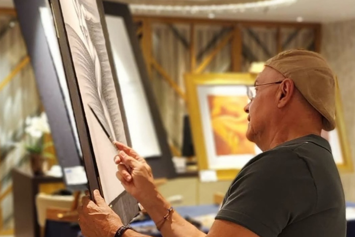 Visitors will not only see finished works but may encounter the artist actively painting when they walk in. (Photo courtesy of the artist)