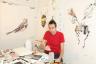 Resident artist Tom Cocotos at work in his studio . . .