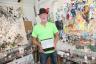 Artist Russell Sharon in his studio . . .