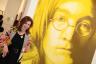 Michelle Perr next to Jack Early's artwork