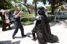 Darth Vader fights with Miami Beach Fireman.