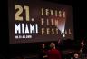 Movie Screen picture with Miami Jewish Film Festival graphic