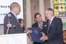 Miami Beach Mayor Dan Gelber, left and Micky Steinberg. Michael Gongora and Stanley Cinnamon.