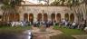 Ancient Spanish Monastery guests in the courtyard