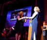 Lara Wagener accepting award for Best Ensemble: Indecent –Palm Beach Dramaworks