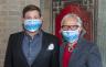 Michael Gongora and Ray Breslin sporting Miami Beach masks