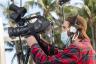 Caleb Carr adjust his camera for Dance Now's live stream from the North Beach Bandshell in Miami Beach