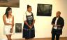 Curator Aldeide Delgado introducing artist Nadia Huggins.