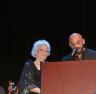 Pulitzer Prize-winning playwright Nilo Cruz presents Christine Dolen with the George Abbott Award for Outstanding Achievement in the Arts.