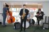 Members of the UM Jazz Band perform in the lobby
